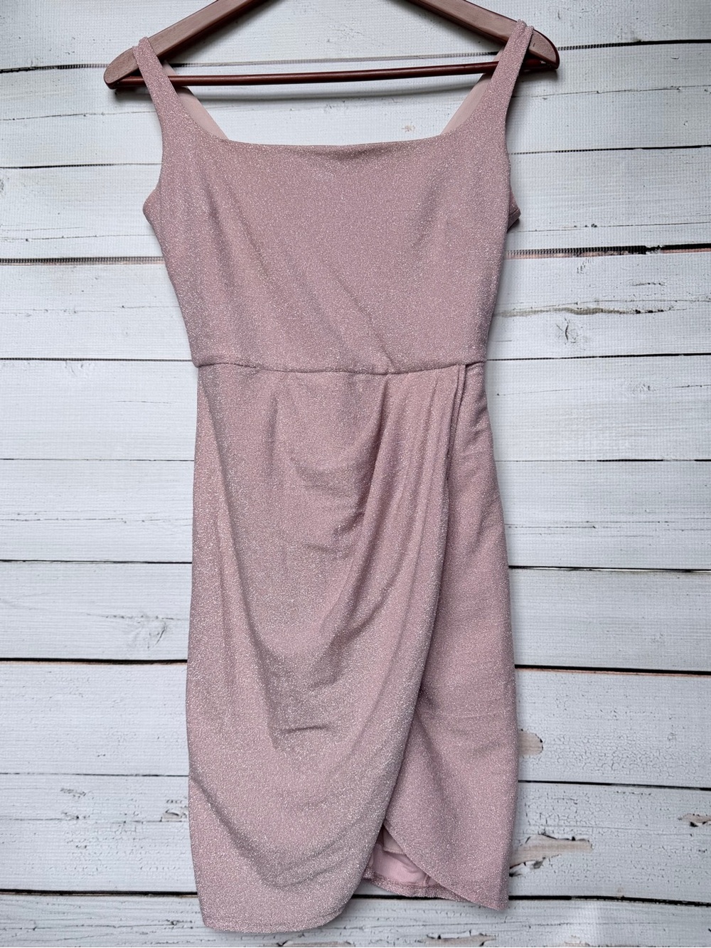 miami Dusty Pink Shimmer Square Neck Mini Dress